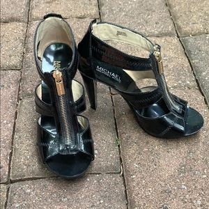 Michael Kors black zip up heels